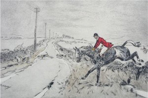 Tom Carr Etching Across the Road Hunting Print