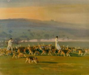 Alfred Munnings Hunting prints The Belvoir Hounds exercising in the Park