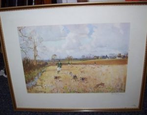 Peter Biegel The Trinity Foot Beagles original pencil signed print frame