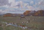 Lionel Edwards Hunting Print The RA Drag or Royal Artillery Hunt at Bordon