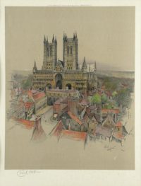 Cecil Aldin Lincoln Cathedral original pencil signed print