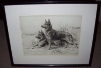 Herbert Dicksee Etching Alsations frame