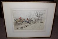 Tom Carr Etching The Shires The Quorn Hunt near Ashby frame