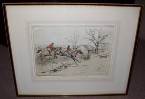 Tom Carr Etching The Shires The Quorn Hunt near Ashby frame